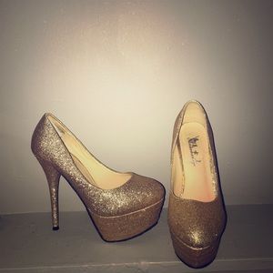 Gold Glitter High Heels